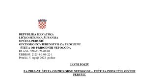 Općina Perušić raspisala javni poziv za prijavu štete nastale od prirodne nepogode – tuče