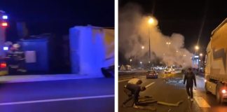 VIDEO/FOTO Na A1 se prevrnulo teretno vozilo