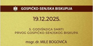 Obilježavanje pete godišnjice smrti biskupa Mile Bogovića u gospićkoj katedrali