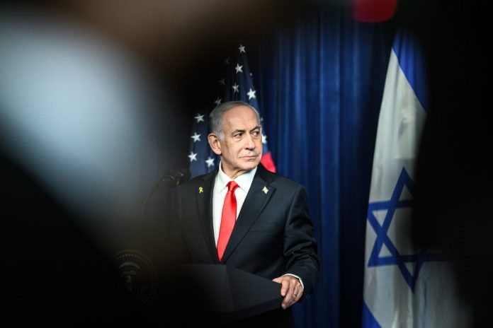 P20251229DT-0571 President Donald Trump participates in a bilateral press conference with Israeli Prime Minister Benjamin Netanyahu, Monday, December 29, 2025, at the Mar-a-Lago Club in Palm Beach, Florida. (Official White House Photo by Daniel Torok)