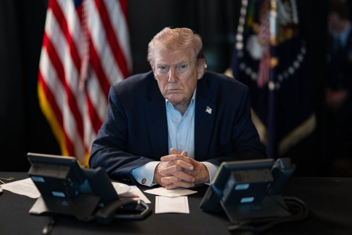 P20260301DT-0116 President Donald J. Trump oversees Operation Epic Fury at Mar-a-Lago, Palm Beach, FL, March 1, 2026. (White House photo by Daniel Torok)