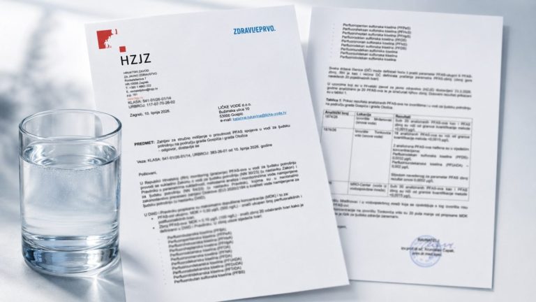 HZJZ o PFAS-u u vodi: U Gospiću nije utvrđen, u Otočcu vrijednosti 20 puta manje od dopuštenih