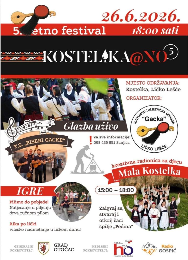 Tradicija, igre i glazba uživo: U Ličkom Lešću ovog petka održava se 5. Kostel(i)ka