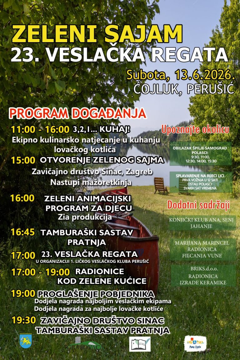 Kotlić, regata, tamburaši i radionice: Perušić poziva na Zeleni sajam i 23. veslačku regatu