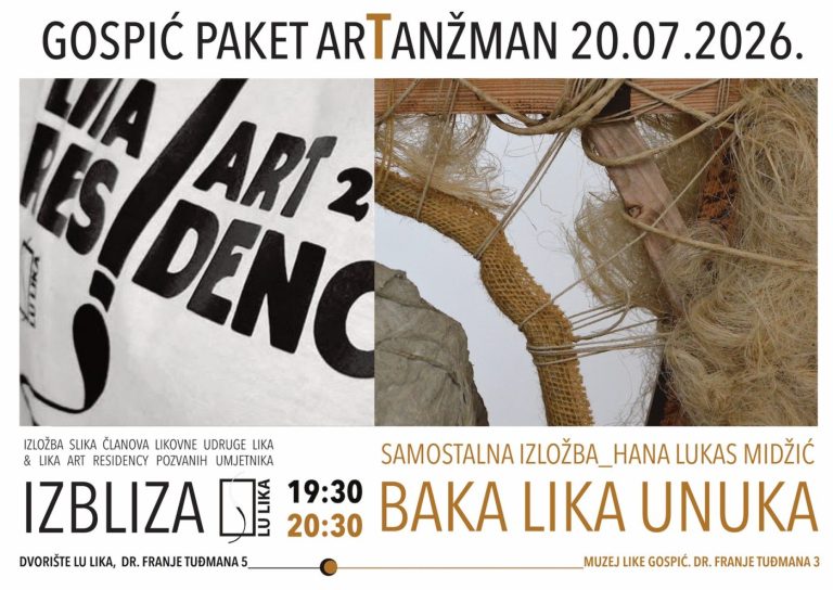 Gospić paket Artanžman donosi dvije izložbe u jednoj ljetnoj večeri