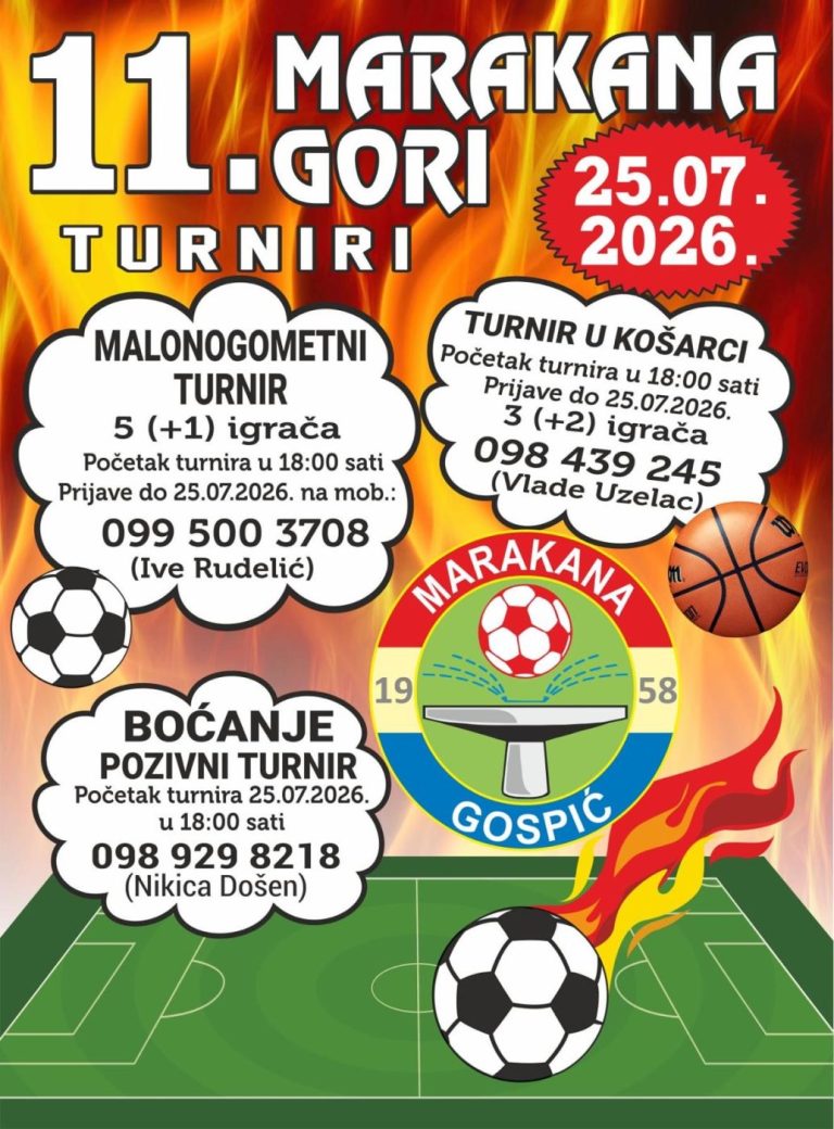 U subotu „Marakana gori“: U Gospiću turniri u malom nogometu, košarci i boćanju
