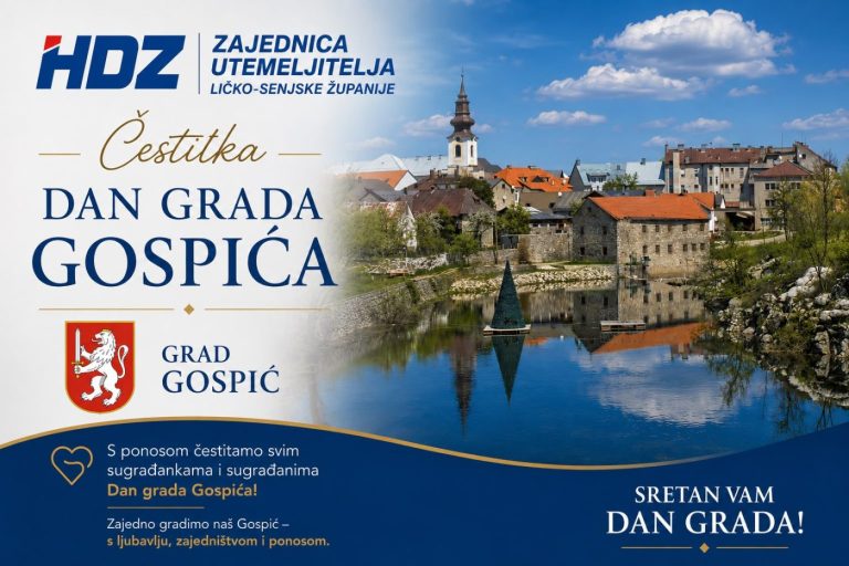 Zajednica utemeljitelja HDZ-a Ličko-senjske županije čestitala Dan Grada Gospića