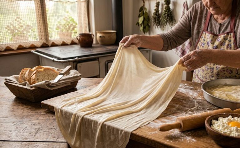 Bakina pita od sira: Tijesto se razvlači tanko, ali ne puca